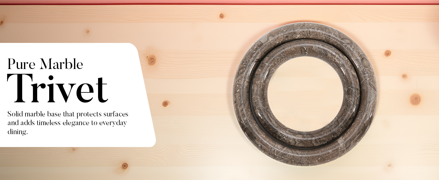 Marble Trivet Set of 2 Stone Trivets for Hot Dishes, Decorative Heat Resistant Trivets for Dining Table, Modern Kitchen & Coastal Table Decor