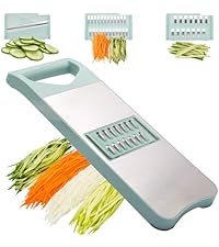 6-Blade Mandoline Slicer with Slide-On Hand Guard - Vegetable Slicer, Potato/Onion/Garlic Slicer, Kitchen Grater(Multi-Color) (Seafoam green, 6-in-1)