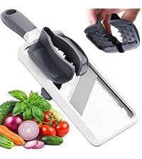 6-Blade Mandoline Slicer with Slide-On Hand Guard - Vegetable Slicer, Potato/Onion/Garlic Slicer, Kitchen Grater(Multi-Color) (Seafoam green, 6-in-1)