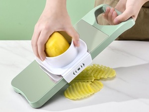 6-Blade Mandoline Slicer with Slide-On Hand Guard - Vegetable Slicer, Potato/Onion/Garlic Slicer, Kitchen Grater(Multi-Color) (Seafoam green, 6-in-1)