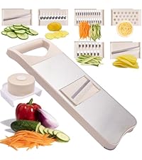 6-Blade Mandoline Slicer with Slide-On Hand Guard - Vegetable Slicer, Potato/Onion/Garlic Slicer, Kitchen Grater(Multi-Color) (Seafoam green, 6-in-1)