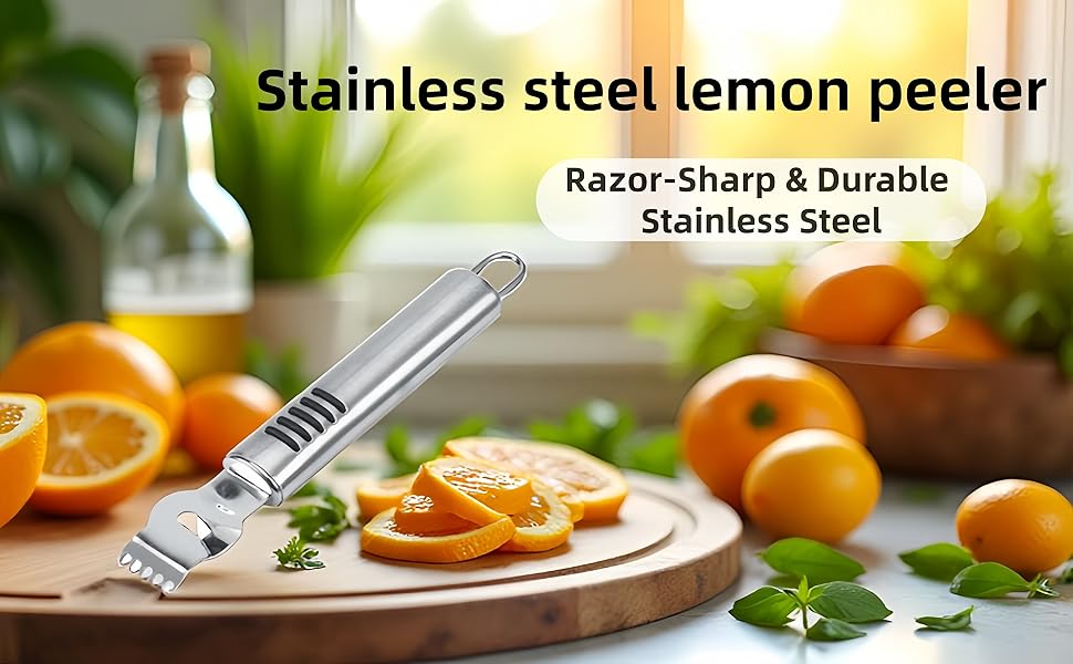 Stainless Steel Lemon Zester Grater, Lemon Zester Tool, Citrus Zester Grater, Zester Tool for Orange Citrus Peeler