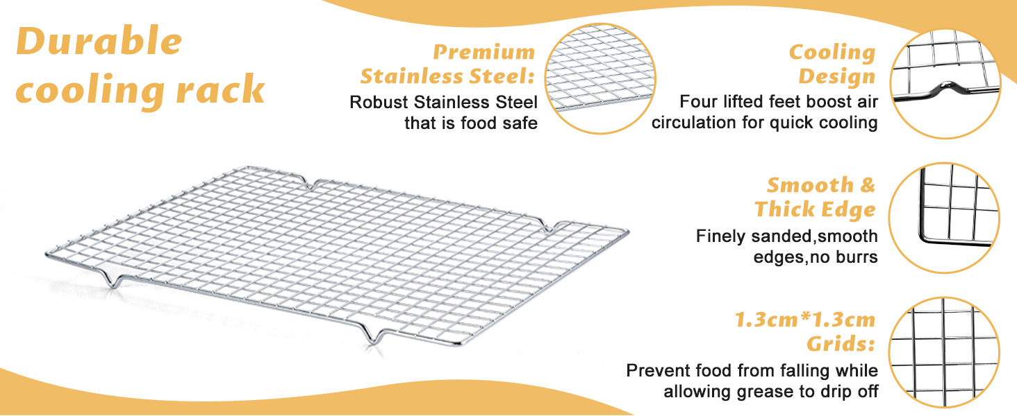 Baking Sheet with Cooling Racks - Carbon Steel Cookie Sheets for Baking [2 Sheets + 2 Racks], Nonstick Baking Pans, Perfect for Baking, Roasting, and More, Size 17 x 11 x 0.5 Inches