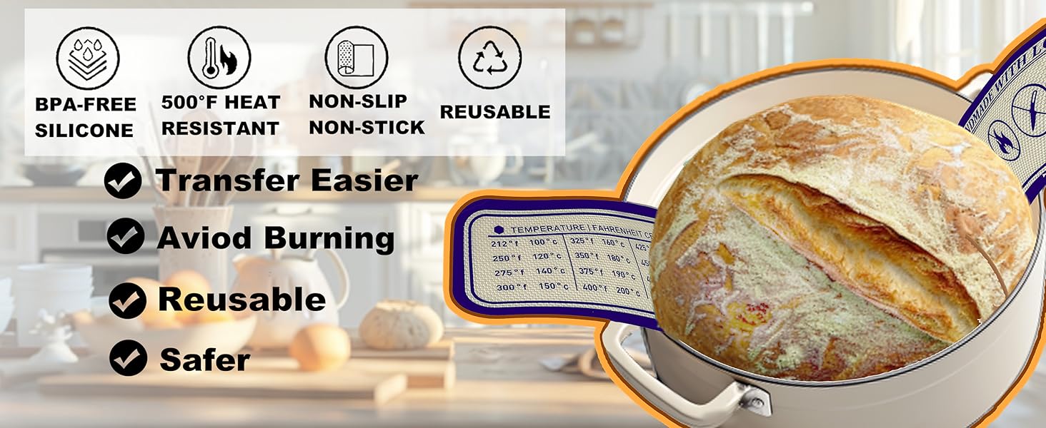 Silicone Bread Sling for Dutch Oven, 2 Pack (6