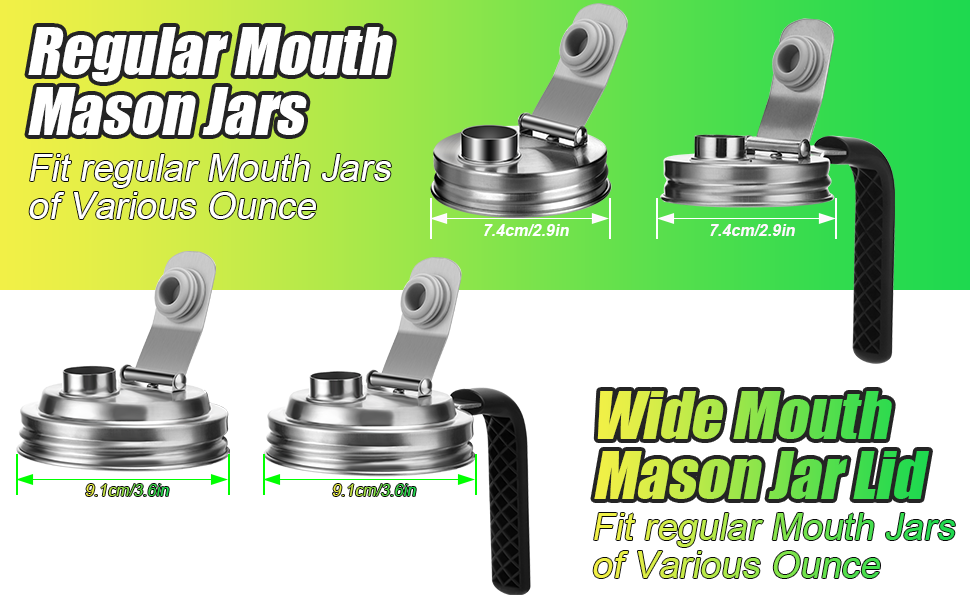 Mason Jar Pour Spout Lid Stainless Steel, Regular Mouth Pour Spout Flip Cap Lids for Mason Jars, Anticracking Leak Proof Seal Cover Airtight for Drinking Salad Dressing & Food Storing(2PCS)