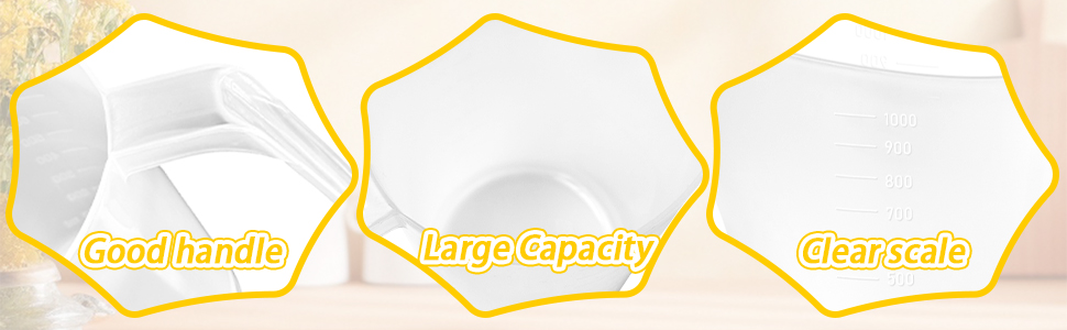 4 Pack Measuring Funnel Pitcher,PlasticMeasuring Cup with Long Spout,Large for Bakeware,Pancake,Batter,Muffin,Cakes,Soap Making,Watering Plants(1000Ml)