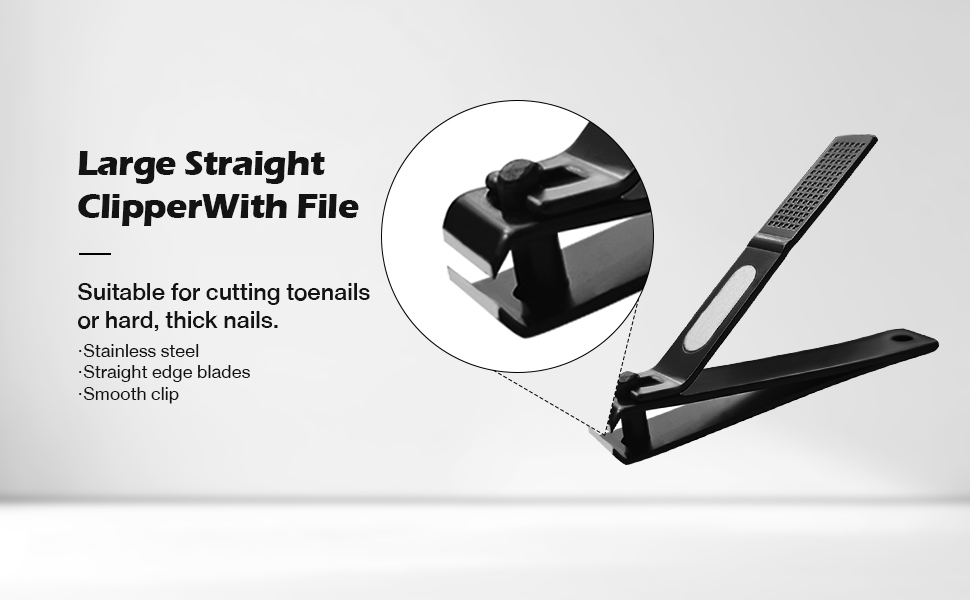 Nail Clippers Set Sharp Black Nail Cutter Fingernail Toenail Clipper with Case Large and Small 2 Piece (Black case)