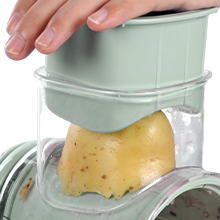 Rotary Cheese Grater with Handle, Vegetable Shredder with 5 Replaceable Blades & Strong Suction Base, Round Food Slicer & Chopper for Kitchen Fruit Vegetables Nuts with Blade Storage Box (Green)