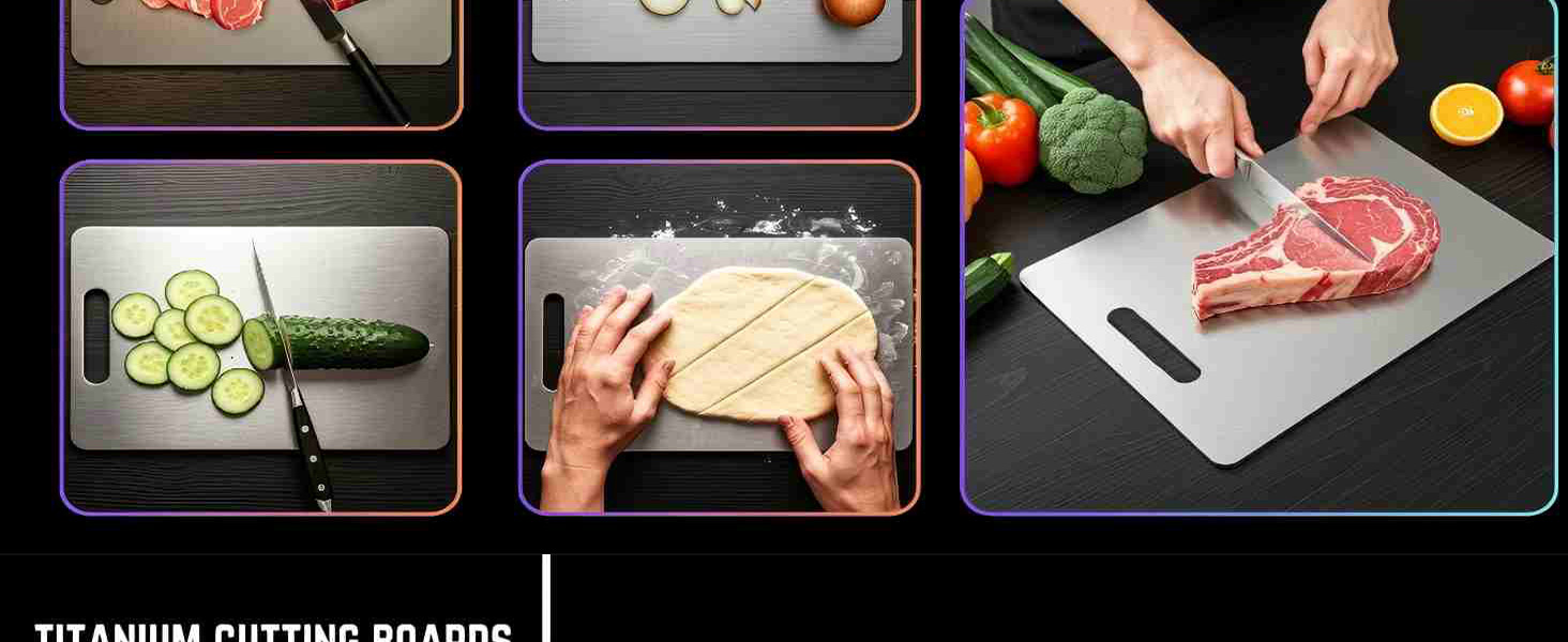 Titanium Cutting Board - 2026 New Upgrade 100% Pure Titanium Cutting Boards for Kitchen Double Sided Non Toxic Titanware Cutting Board,Hygiene Durable Dishwasher Safe Chopping Board (12"L x 9"W)