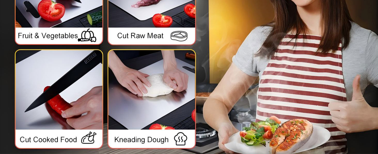 Titanium Cutting Board - 2026 New Upgrade 100% Pure Titanium Cutting Boards for Kitchen Double Sided Non Toxic Titanware Cutting Board,Hygiene Durable Dishwasher Safe Chopping Board (12"L x 9"W)