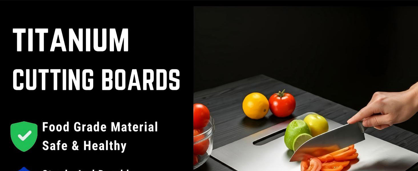 Titanium Cutting Board - 2026 New Upgrade 100% Pure Titanium Cutting Boards for Kitchen Double Sided Non Toxic Titanware Cutting Board,Hygiene Durable Dishwasher Safe Chopping Board (12"L x 9"W)