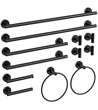 Matte Black Bathroom Hardware Accessories Set 5 Pcs SUS304 Stainless Steel Towel Rack and Toilet Paper Holder Set 26 Inch Towel Bar Set Wall Mounted by HOMEMYSTIQUE