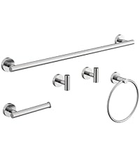 Matte Black Bathroom Hardware Accessories Set 5 Pcs SUS304 Stainless Steel Towel Rack and Toilet Paper Holder Set 26 Inch Towel Bar Set Wall Mounted by HOMEMYSTIQUE