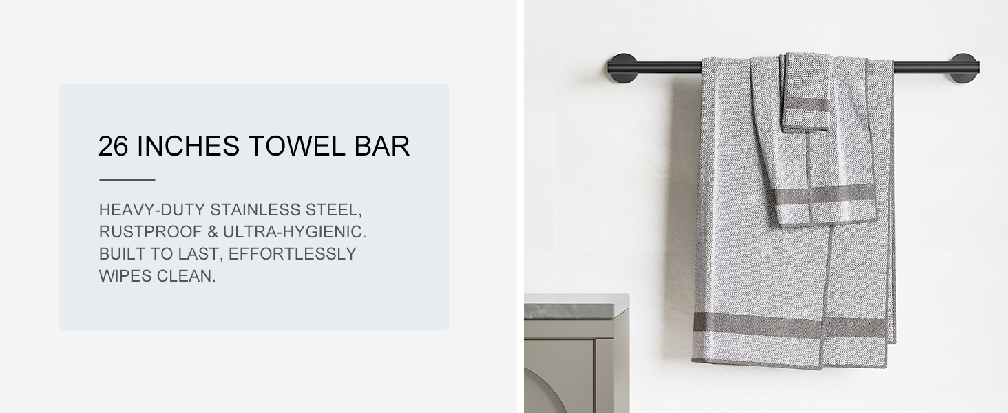 Matte Black Bathroom Hardware Accessories Set 5 Pcs SUS304 Stainless Steel Towel Rack and Toilet Paper Holder Set 26 Inch Towel Bar Set Wall Mounted by HOMEMYSTIQUE