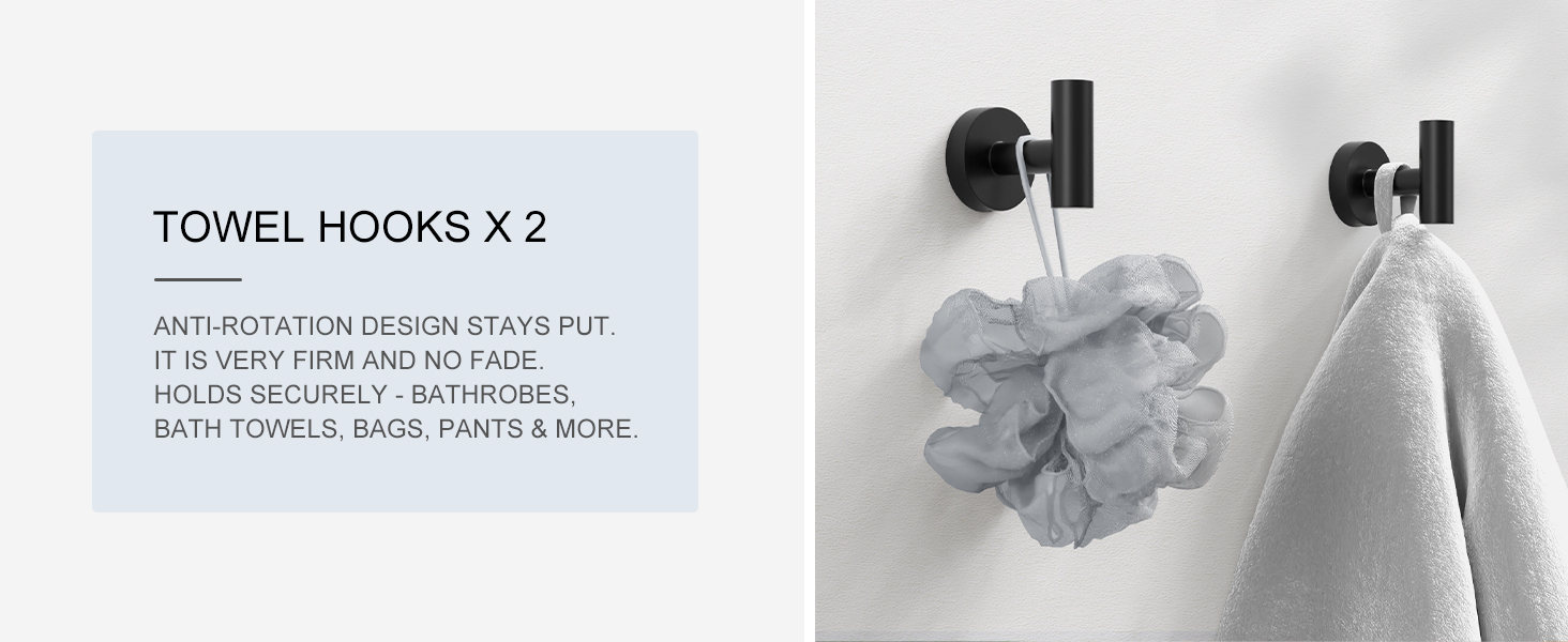 Matte Black Bathroom Hardware Accessories Set 5 Pcs SUS304 Stainless Steel Towel Rack and Toilet Paper Holder Set 26 Inch Towel Bar Set Wall Mounted by HOMEMYSTIQUE