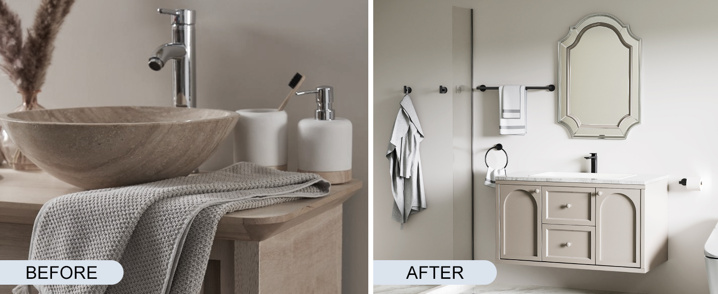 Matte Black Bathroom Hardware Accessories Set 5 Pcs SUS304 Stainless Steel Towel Rack and Toilet Paper Holder Set 26 Inch Towel Bar Set Wall Mounted by HOMEMYSTIQUE