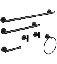 Matte Black Bathroom Hardware Accessories Set 5 Pcs SUS304 Stainless Steel Towel Rack and Toilet Paper Holder Set 26 Inch Towel Bar Set Wall Mounted by HOMEMYSTIQUE