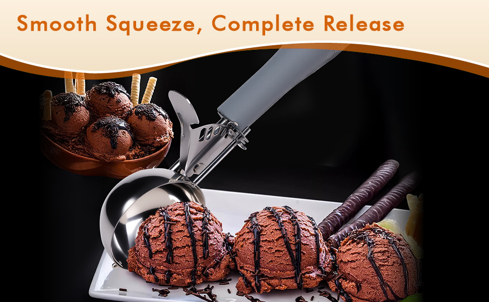 4 OZ Scoop, #8 Disher, Large Ice Cream Scoop with Trigger, Muffin Scoop, Large Cookie Scoops for Baking, Grey Handle, With Trigger for Portion Control