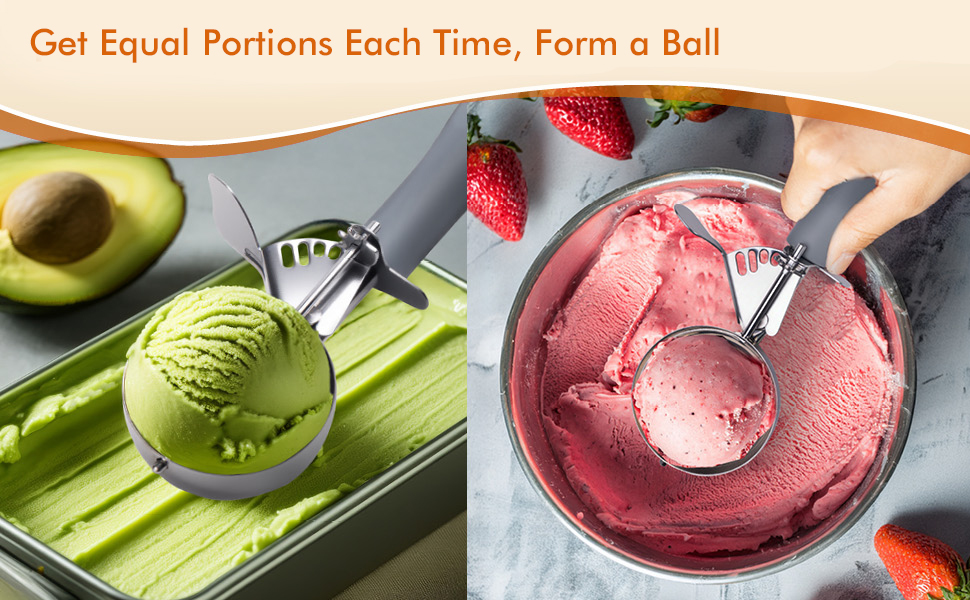 4 OZ Scoop, #8 Disher, Large Ice Cream Scoop with Trigger, Muffin Scoop, Large Cookie Scoops for Baking, Grey Handle, With Trigger for Portion Control