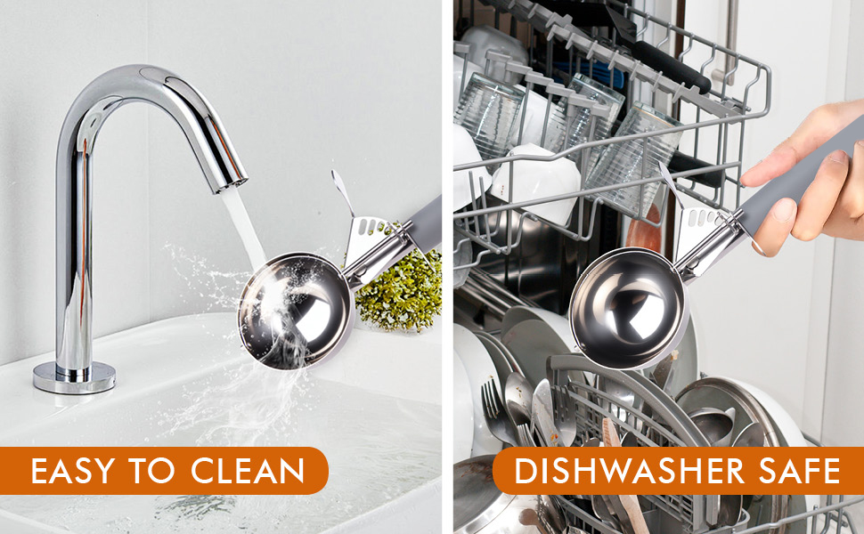 4 OZ Scoop, #8 Disher, Large Ice Cream Scoop with Trigger, Muffin Scoop, Large Cookie Scoops for Baking, Grey Handle, With Trigger for Portion Control