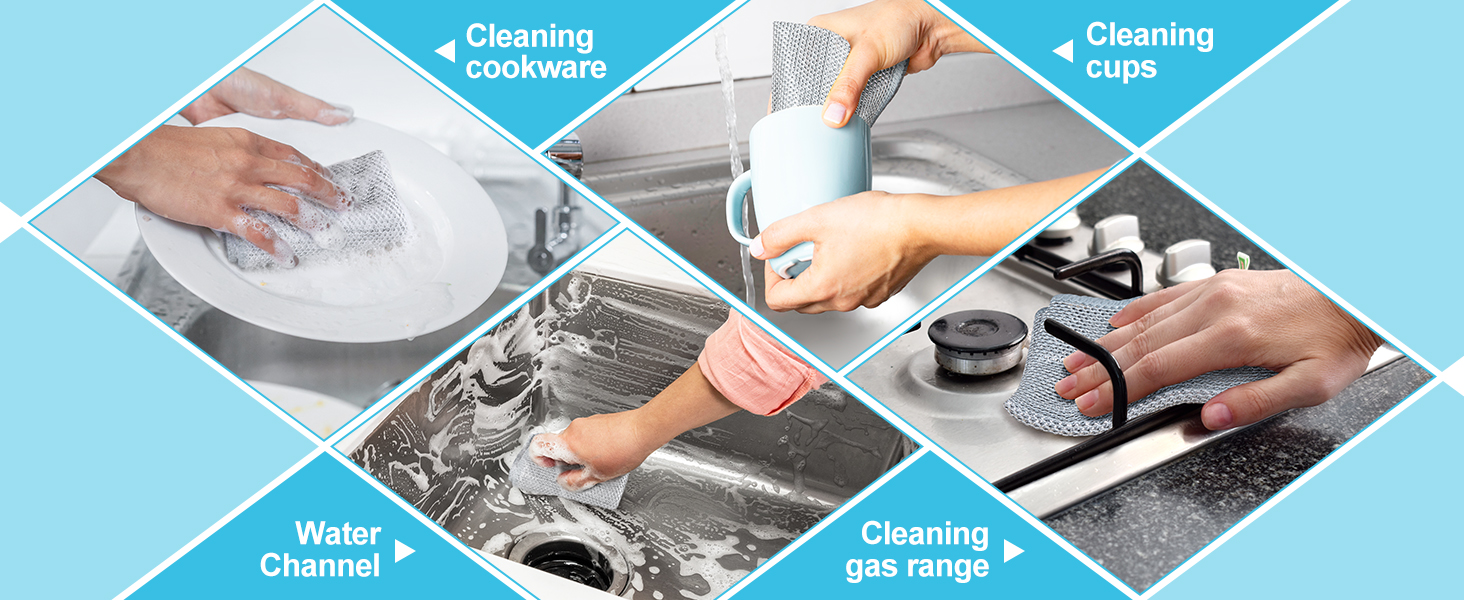 10 Pcs New Upgraded 3 Layers Non Scratch Wire Dishcloth, Multipurpose Wire Dishwashing Rags, Wet & Dry for Cookware, Sinks, Dishes, Stoves & Fireplaces (7.87 x 7.87-10pcs)