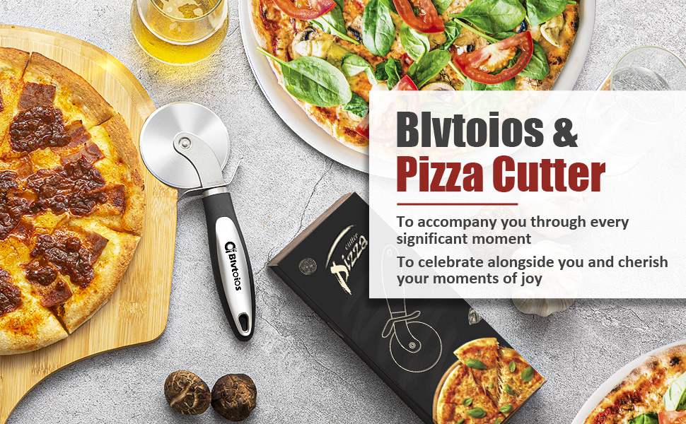 Premium Pizza Cutter, Multi-Purpose Stainless Steel Pizza Cutter Wheel with Non-Slip Soft Touch Handle, Perfect for Cutting Pizza, Dough and Pastry, Dishwasher Safe