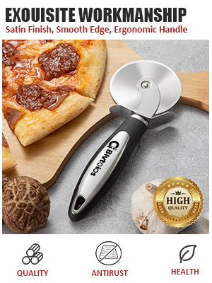 Premium Pizza Cutter, Multi-Purpose Stainless Steel Pizza Cutter Wheel with Non-Slip Soft Touch Handle, Perfect for Cutting Pizza, Dough and Pastry, Dishwasher Safe