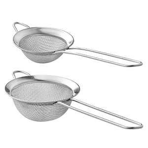 2 Pack Fine Mesh Strainers, Mini Stainless Steel Strainer with Handle for Kitchen, Metal Sieve Sifters for Straining Tea, Matcha, Cocktail, Juice and Coffee (8.6in 7.5in)