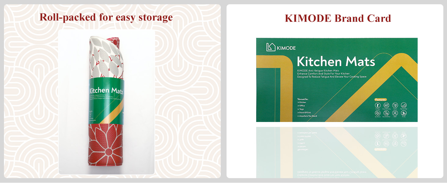 KIMODE Half Circle Kitchen Mats for Floor Cushioned Anti Fatigue,Semi Round Floral Boho Kitchen Rug Non Slip,Waterproof Padded Kitchen Floor Mat Carpet Decor for Sink Laundry Bathroom,Red