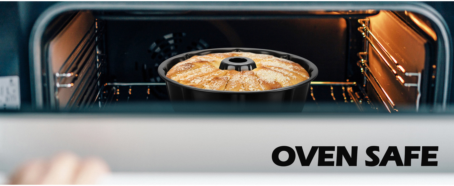 Leonyo 10Inch Nonstick Fluted Cake Pan, Heavy Duty Nonstick 10 Cups Carbon Steel Round Tube Pan for Baking Pound Cake, Oven Safe, Black