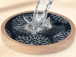 Wood Coasters Set of 4 with Holder, Cewiru Cup Mat for Drinks, Absorbent Coasters with Felt Insert for Coffee Table Protection, Modern Style Home Dining Table Decor, 4.3