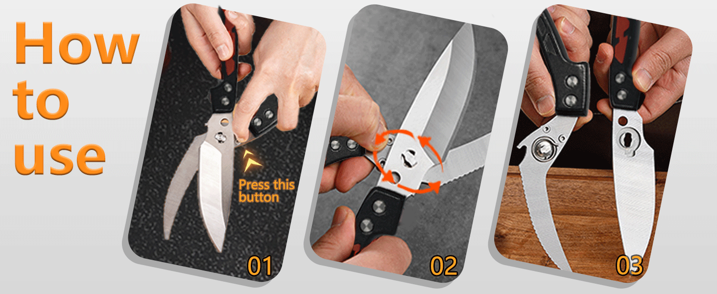 Professional Heavy Duty Kitchen Shears for Food – All in one Stainless Steel Chicken Shears Cut Bones, Meat, Fish Scales, Bottle Opener, Dishwasher Safe, Gift for Christmas Thanksgiving,Black Red