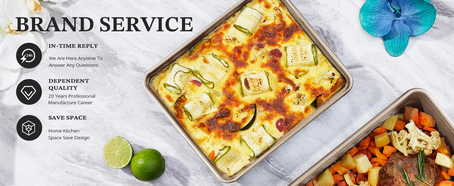 HONGBAKE Deep Baking Pans Set for Oven, Nonstick Rectangle Sheet Cake Pans for Baking, 13/11/9 Inch Rectangular Oven Tray for Cooking Brownie Lasagna, Stackable Multi-Depth Bakeware, Golden