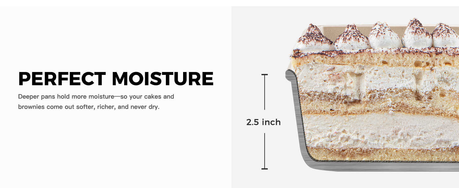 HONGBAKE Deep Baking Pans Set for Oven, Nonstick Rectangle Sheet Cake Pans for Baking, 13/11/9 Inch Rectangular Oven Tray for Cooking Brownie Lasagna, Stackable Multi-Depth Bakeware, Golden