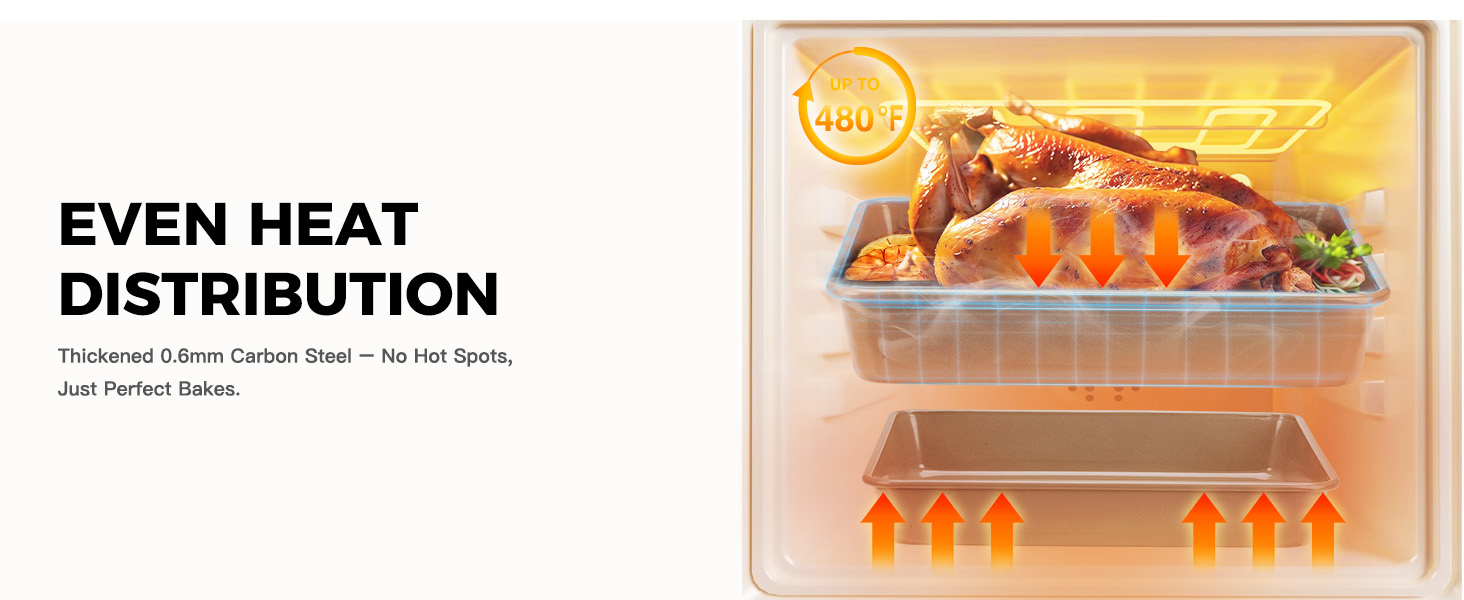 HONGBAKE Deep Baking Pans Set for Oven, Nonstick Rectangle Sheet Cake Pans for Baking, 13/11/9 Inch Rectangular Oven Tray for Cooking Brownie Lasagna, Stackable Multi-Depth Bakeware, Golden