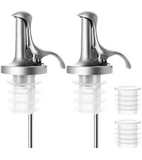 4 Pack Automatic Liquor Pour Spouts, Auto Flip Olive Oil Dispenser Spout, Pour Spouts for Liquor Bottles, Olive Oil Spouts, Bottle Pourers for Alcohol Wine Syrup Home Bar Accessories Silver