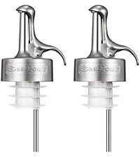 4 Pack Automatic Liquor Pour Spouts, Auto Flip Olive Oil Dispenser Spout, Pour Spouts for Liquor Bottles, Olive Oil Spouts, Bottle Pourers for Alcohol Wine Syrup Home Bar Accessories Silver