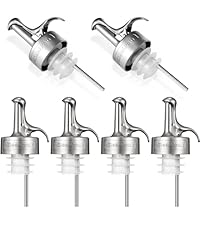 4 Pack Automatic Liquor Pour Spouts, Auto Flip Olive Oil Dispenser Spout, Pour Spouts for Liquor Bottles, Olive Oil Spouts, Bottle Pourers for Alcohol Wine Syrup Home Bar Accessories Silver