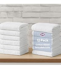 Clorox Ribbed Dishcloths - 100% Cotton Quick Dry Dish Cloths - Absorbent Multipurpose Cleaning for Restaurants, Kitchen, Bathroom, Hotel - 12