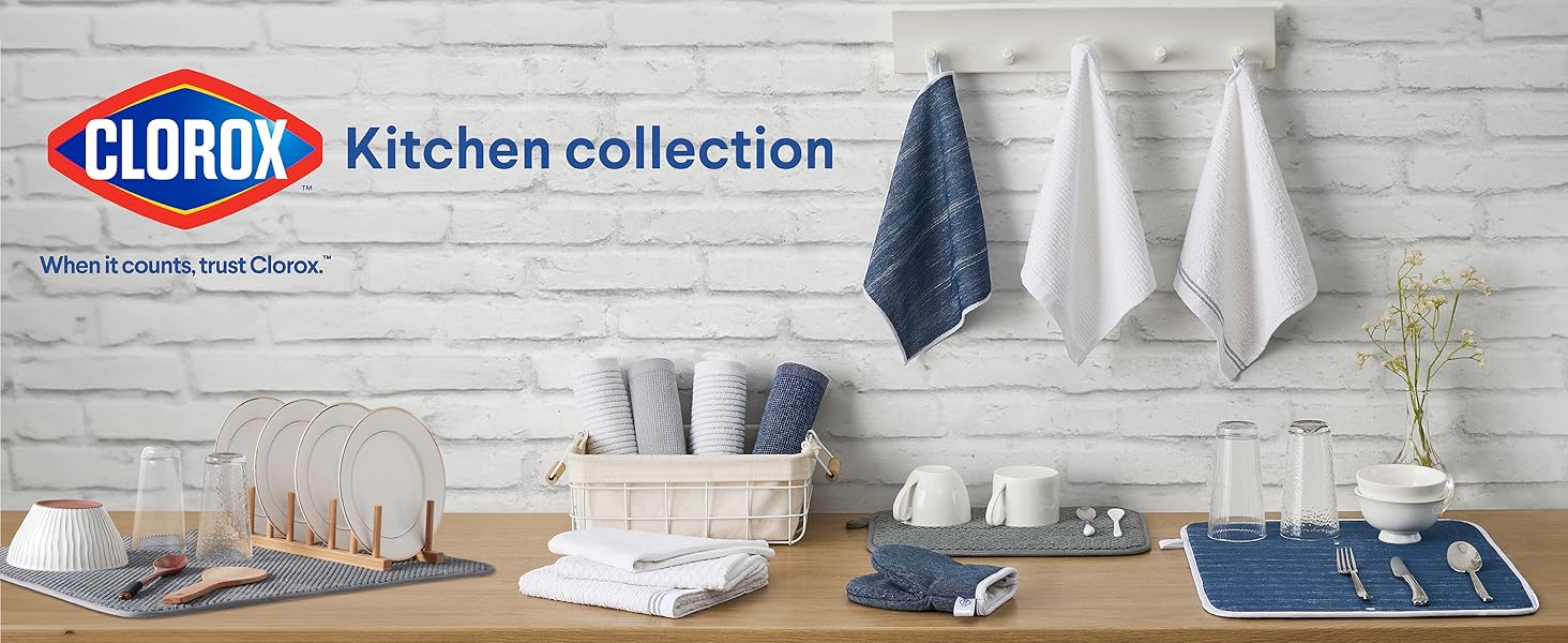 Clorox Ribbed Dishcloths - 100% Cotton Quick Dry Dish Cloths - Absorbent Multipurpose Cleaning for Restaurants, Kitchen, Bathroom, Hotel - 12