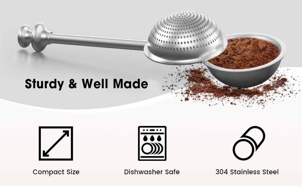 Flour Sifter, Flour Duster for Baking, 304 Stainless Steel One-Handed Spring-Operated Sifter Tool for Flour Sugar Spices, Bakers Dusting Wand