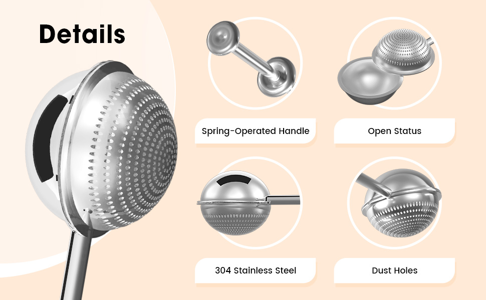 Flour Sifter, Flour Duster for Baking, 304 Stainless Steel One-Handed Spring-Operated Sifter Tool for Flour Sugar Spices, Bakers Dusting Wand