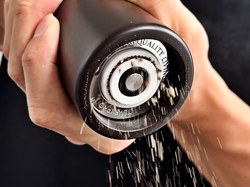 Wooden Salt and Pepper Grinder Set – Refillable Salt and Pepper Mill with Adjustable Upgraded Large Size Ceramic Burr – Manual Pepper Grinder with Acacia Wood Body – 8.3” Tall