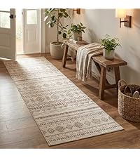 GRANNY SAYS Boho Kitchen Rug Sets of 3, Non Slip Washable Faux Wool Kitchen Mats for Floor, Thick Soft Anti-Fatigue Comfort Standing Mat Runner Rugs for Hallway Laundry Room, Beige