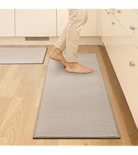 GRANNY SAYS Boho Kitchen Rug Sets of 3, Non Slip Washable Faux Wool Kitchen Mats for Floor, Thick Soft Anti-Fatigue Comfort Standing Mat Runner Rugs for Hallway Laundry Room, Beige