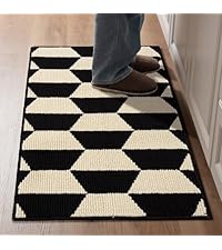 GRANNY SAYS Boho Kitchen Rug Sets of 3, Non Slip Washable Faux Wool Kitchen Mats for Floor, Thick Soft Anti-Fatigue Comfort Standing Mat Runner Rugs for Hallway Laundry Room, Beige