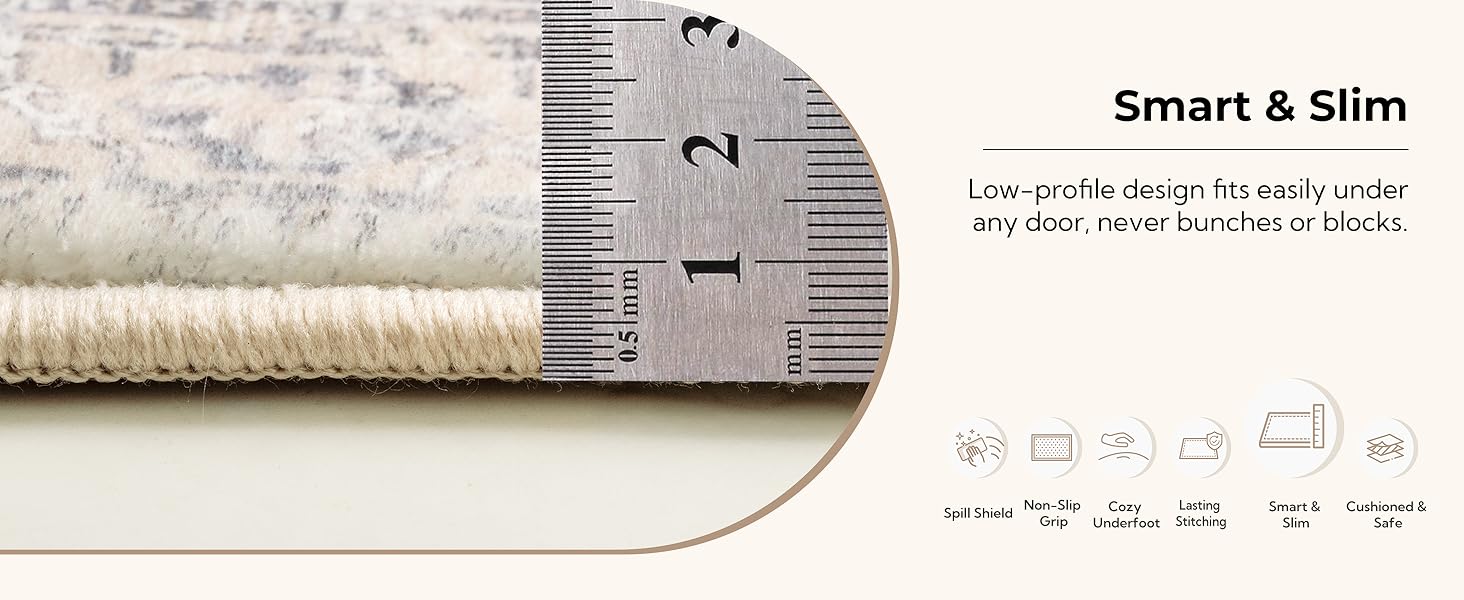 GRANNY SAYS Boho Kitchen Rug Sets of 3, Non Slip Washable Faux Wool Kitchen Mats for Floor, Thick Soft Anti-Fatigue Comfort Standing Mat Runner Rugs for Hallway Laundry Room, Beige