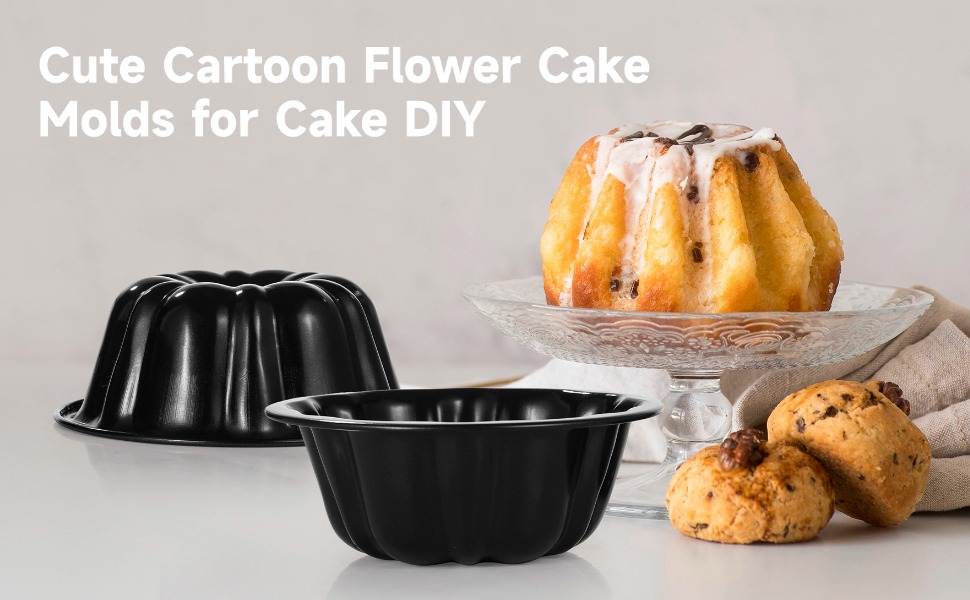 Homaisson 20PCS Mini Fluted Tube Pan, 4.5Inch Carbon Steel Mini Cake Molds, Nonstick Reusable Oven Baking Mold for Cupcake, Bread, Bavarois, Brownie