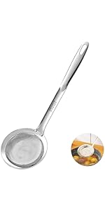Ugotit Skimmer Spoon Stainless Steel, Fine Mesh Strainer for Cooking, Fat Skimmer & Hot Pot Skimmer, Dishwasher Safe Kitchen Gadget (DIA 3.5Inch)