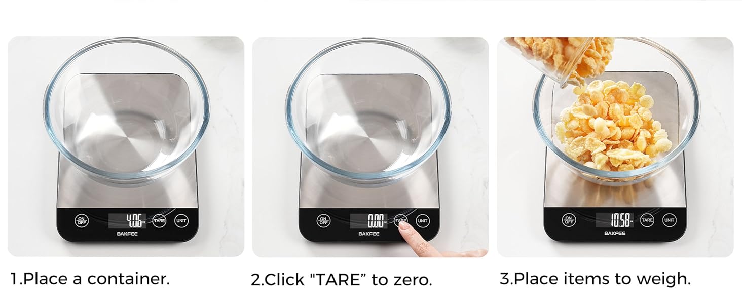 Food Scale, 33lb Rechargeable Kitchen Scale with Stainless Steel, Grams and Ounces, USB Charging, 1g High Accuracy for Baking, Cooking & Food Prep, Black, BK806